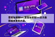 雷霆加速版ios,雷霆加速版ios官方最新版本更新内容。